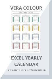 Editable 2020 Excel Yearly Calendar Template Printable