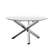 Silver Modern Round Glass Dining Table