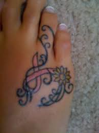 Affordable customization · satisfaction guaranteed · easy personalize Flowers With Breast Cancer Tattoo On Foot