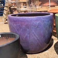 Glazed Egg Pot Planter Purple Round