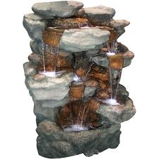 Alpine 5 Tier Rock Fountain With Led Lights Water Features