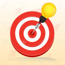 Vector Red Bullseye Target And Light Bulb Dart Is In The Center