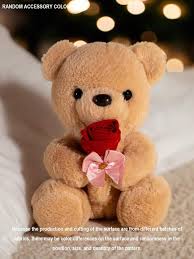 cute teddy bear plush toy with rose