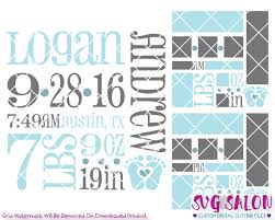 Baby Boy Birth Announcement Template Cut File In Svg Eps And Dxf