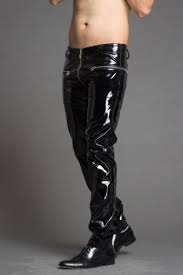 Mens SEXY Men Black SM Gay Pants Patent Gloss Leather Zip Leather Pants |  eBay