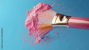 dry pink powder makeup brush