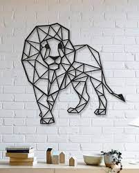 Lion Design Geometric Metal Wall Art