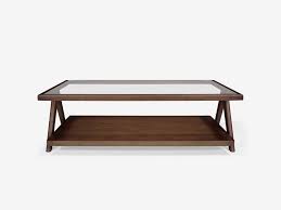 rectangular wood and glass coffee table