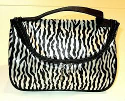 white zebra print zippered cosmetic bag