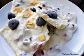 frozen yogurt bark with blueberries
