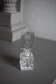 Vintage Cut Glass Perfume Bottle Etched