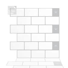 The home depot bellagio multi 10.06 in. Tic Tac Tiles Subway Mono White 12 In W X 12 In H Peel And Stick Self Adhesive Backsplash Decorative Mosaic Wall Tiles 10 Tiles Bbw53k 10 The Home Depot