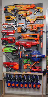 Mount the pegboard to the wall with mounting screws or choose a shoe organizer with pockets approximately the same width as your nerf guns to make sure they. Pin On Nerf Diy
