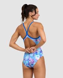 Arena Women S Spring Garden Light Drop Back One Piece Swimsuit Royal Royal Multi Polyester Swim Com