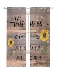 Amazon.com: Sheer Curtains, Summer Farm This is Us Our Life Our Story Our  Home Sunflower Vintage Wooden Soft Voile Grommet Top Drapes Light Filter  Window Curtain for Bedroom Living Room, 2 Panels,