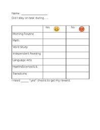 On Task Behavior Chart By Reading And Rainbows Tpt