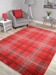 grey tartan check soft mats rugs