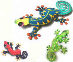 Hand Painted Metal Gecko Wall Hanging