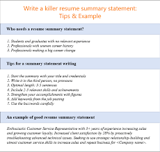 how to write a resume summary statement