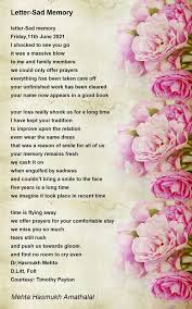 letter sad memory poem by mehta hasmukh