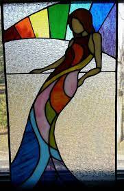 Colorful Art Deco Stained Glass Woman