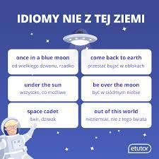 eTutor.pl - angielski online - Istny kosmos w eTutorze! ✨ Łapcie porcję  idiomów związanych z kosmosem. 👨‍🚀 Znacie❓ Używacie❓ Spójrzcie na zdania  przykładowe: ➡ To be honest, I clean my windows once