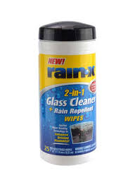 glass cleaner and rain repellent wipes