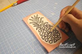 Handcarved Pineapple Red Rubber Stamp