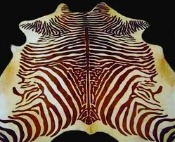zebra cowhide rug dark brown and light