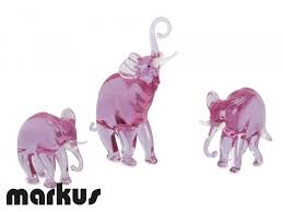 family of glass elephants amber color