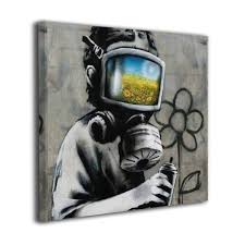 Bli Canvas Wall Art Painting Gas Mask Boy Banksy Graffiti Paintings Home Decor Prints For Home Decorations Watercolor Wall Art For Living Room Artwork