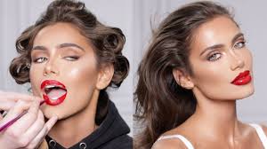 10 minute glam red glossy lip