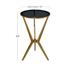 Gold Large Round Glass End Accent Table