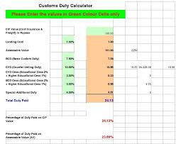 Download Custom Duty Calculation In Excel Format 2018