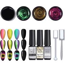 This illusion cat eye gel polish can make your nails look fantastic and it can keep for a long time without fading. Nicole Diary 9d Cat Eye Gel Polish Starter Kit Chameleon Magnetic Gel Polish Black Gel Matt Top Coat Gloss Set With Magnetic Stick Uv Led Gel Nail Polish Set Buy Online In Aruba