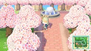 I made custom paths that fit the cherry blossom theme! Can't wait for the  Sakura flower rain on 4/7! : r/AnimalCrossing