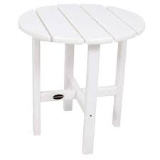 White Round Patio Side Table Rst18wh