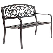 Gymax Antique Metal Garden Bench Patio