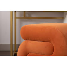 Orange S Shape Velvet Fabric Ottoman