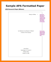 Apa Paper Format Example Of Apa Style Research Paper Format In