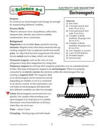 This page features a multitude of science activities for third graders. Science A Z Electricity Magnetism Grades 5 6 Science Unit