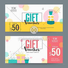 Creative Gift Voucher Certificate Or Coupon Design Template Layout With Illustration Of Colorful Wrapped Gifts