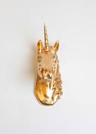unicorn head wall mount in gold the