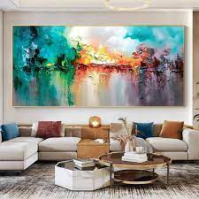 Abstract Colorful Lake Landscape Oil