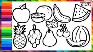 cómo dibujar y colorear 10 frutas