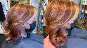 red copper hair with blonde highlights