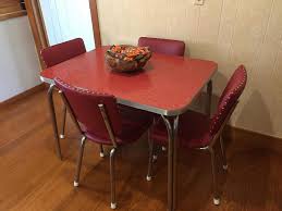 mid 1950's red cracked ice table and