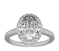The halo setting is a ring of small accent stones, typically pavé diamonds, that encircle a larger center stone. Oval Halo Diamond Engagement Ring In Platinum Blue Nile