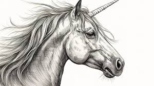 sketch of a realistic unicorn head