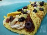 bacon  mushroom and pepper jack cheese omelet